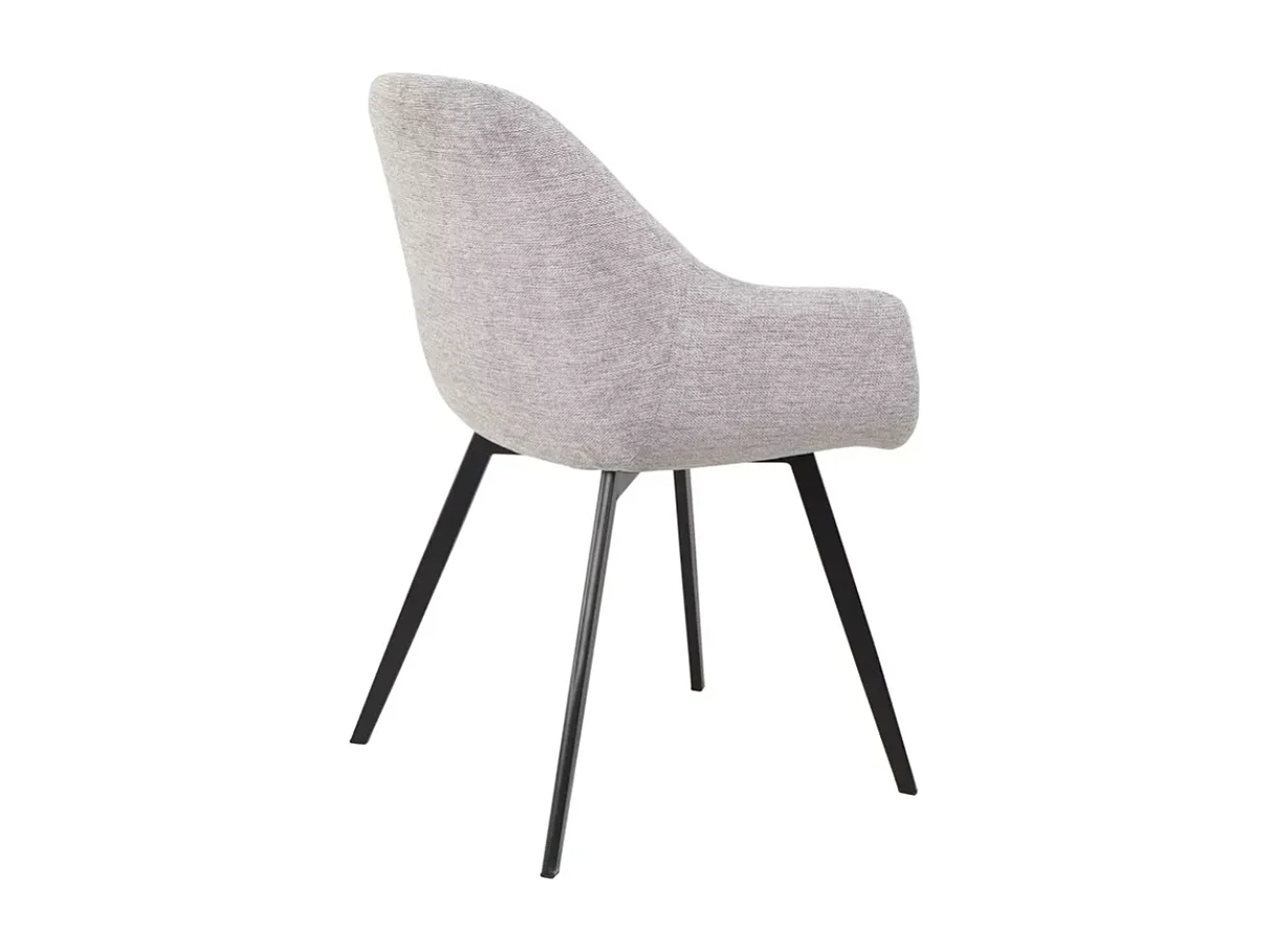 Chaise tissu gris avec accoudoirs ergonomiques et piètement en métal noir MOLYNE