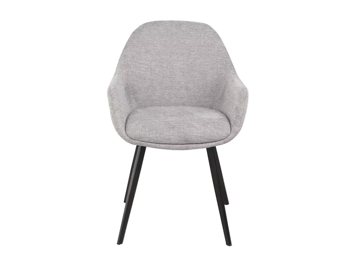 Chaise tissu gris avec accoudoirs ergonomiques et piètement en métal noir MOLYNE