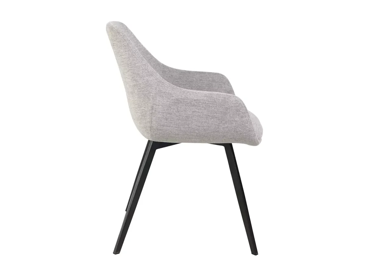 Chaise tissu gris avec accoudoirs ergonomiques et piètement en métal noir MOLYNE