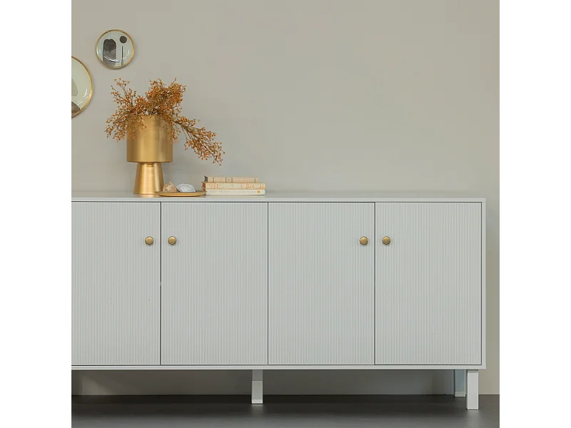 Buffet moderne 4 portes en bois gris clair MADO