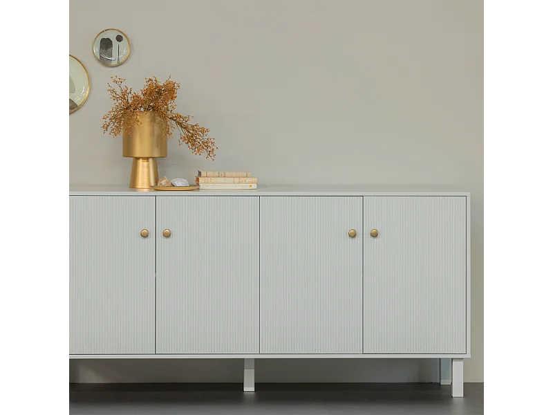 Buffet moderne 4 portes en bois gris clair MADO