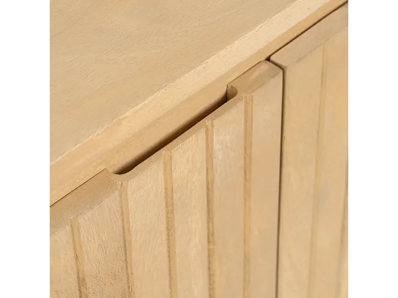 Buffet 3 portes bois naturel avec piètement noir moderne SYLPHI