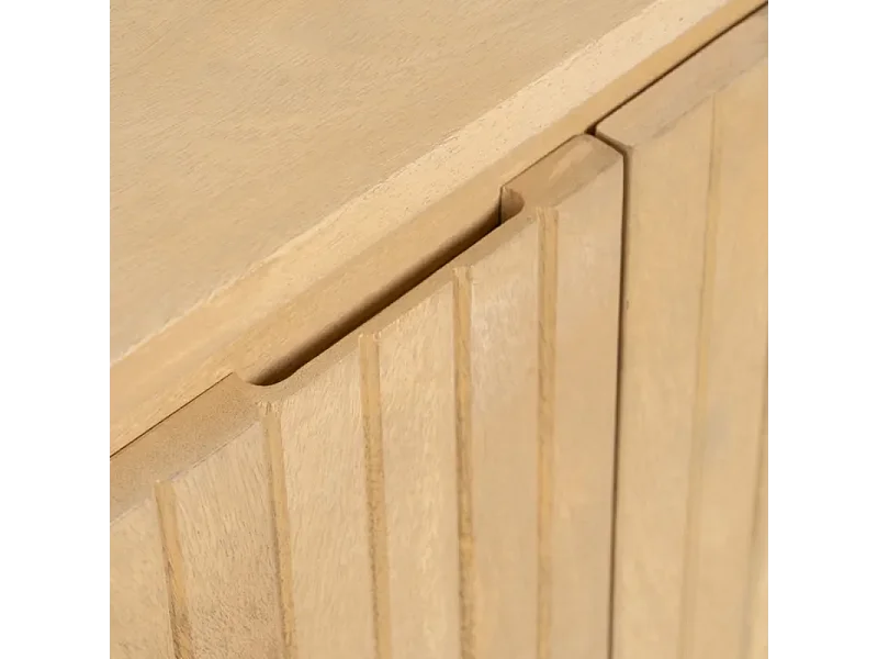 Buffet 3 portes bois naturel avec piètement noir moderne SYLPHI