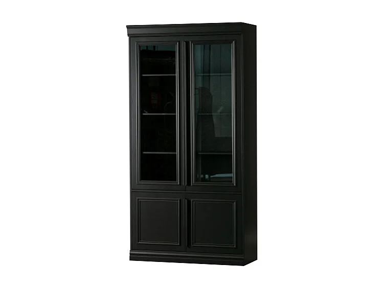 Grand buffet vitrine noir en bois de pin RALPH