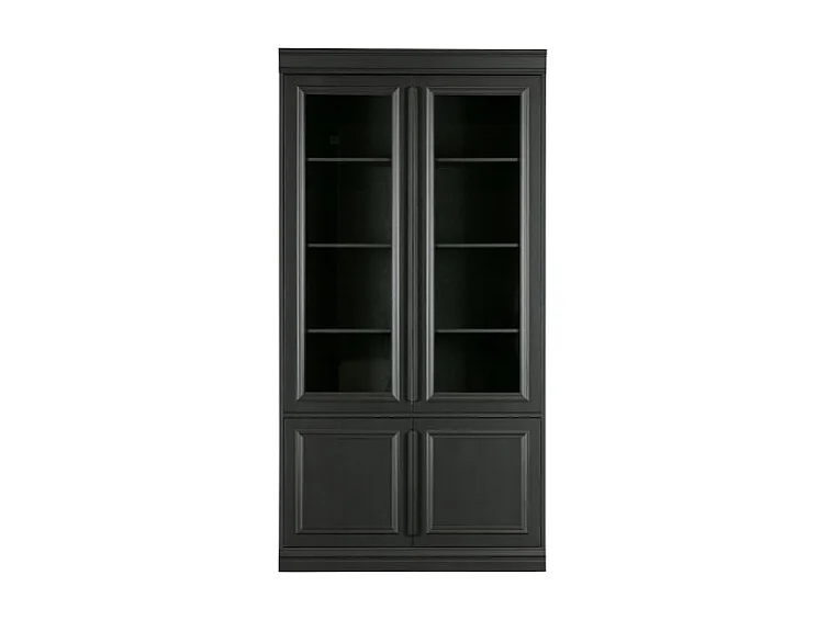 Grand buffet vitrine noir en bois de pin RALPH
