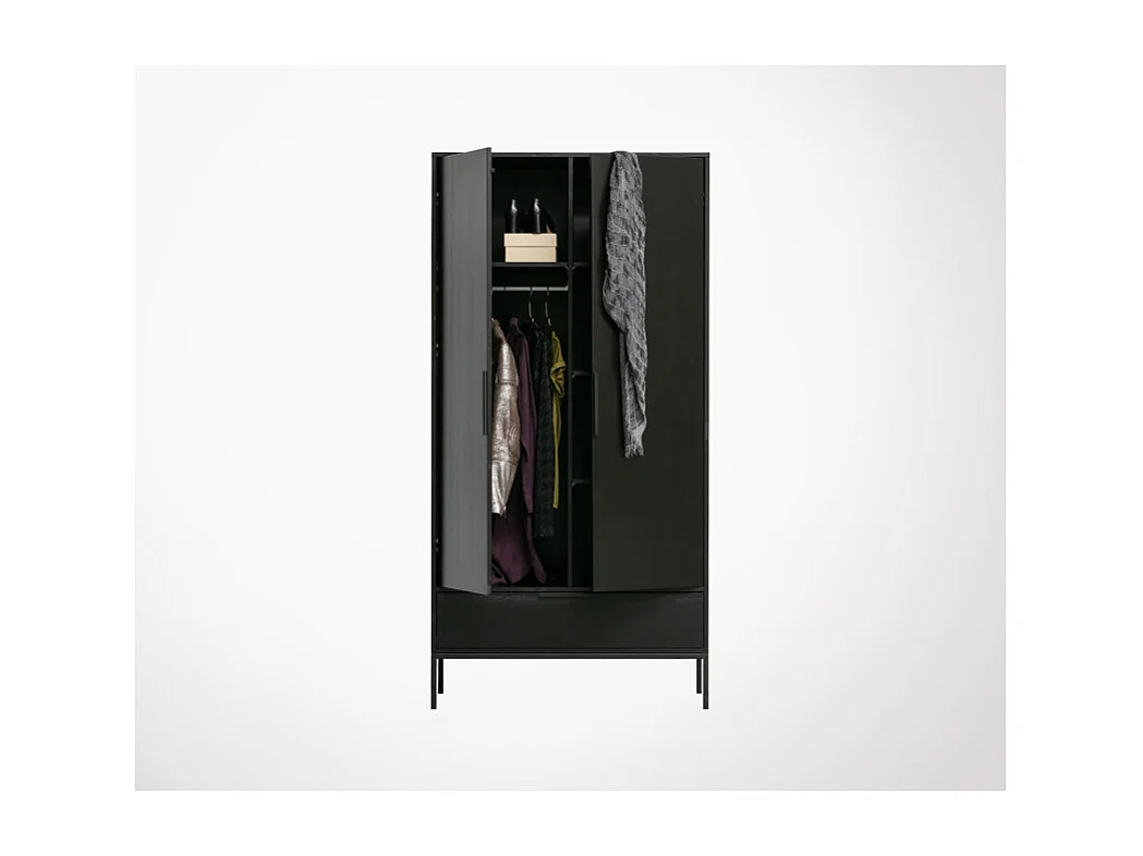 Armoire à linge 180x100cm bois massif fsc MADAM - Woood