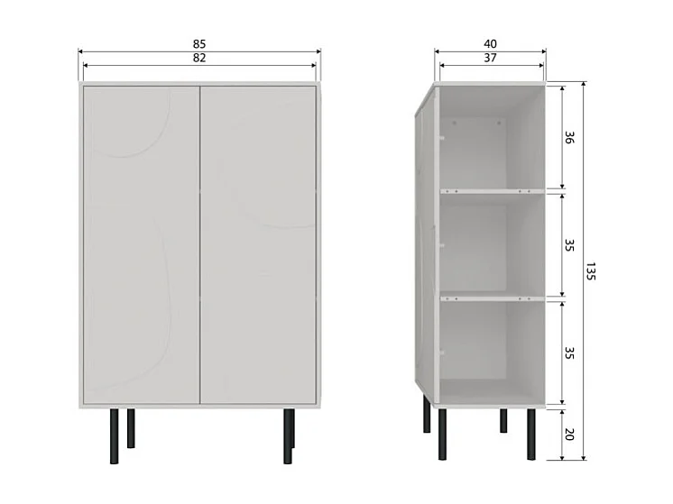 Buffet haut 2 portes en bois CADYA - Blanc