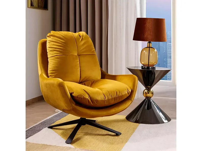 Table d'appoint contemporaine symétrique noir brillant et or style contemporain MIRAGE