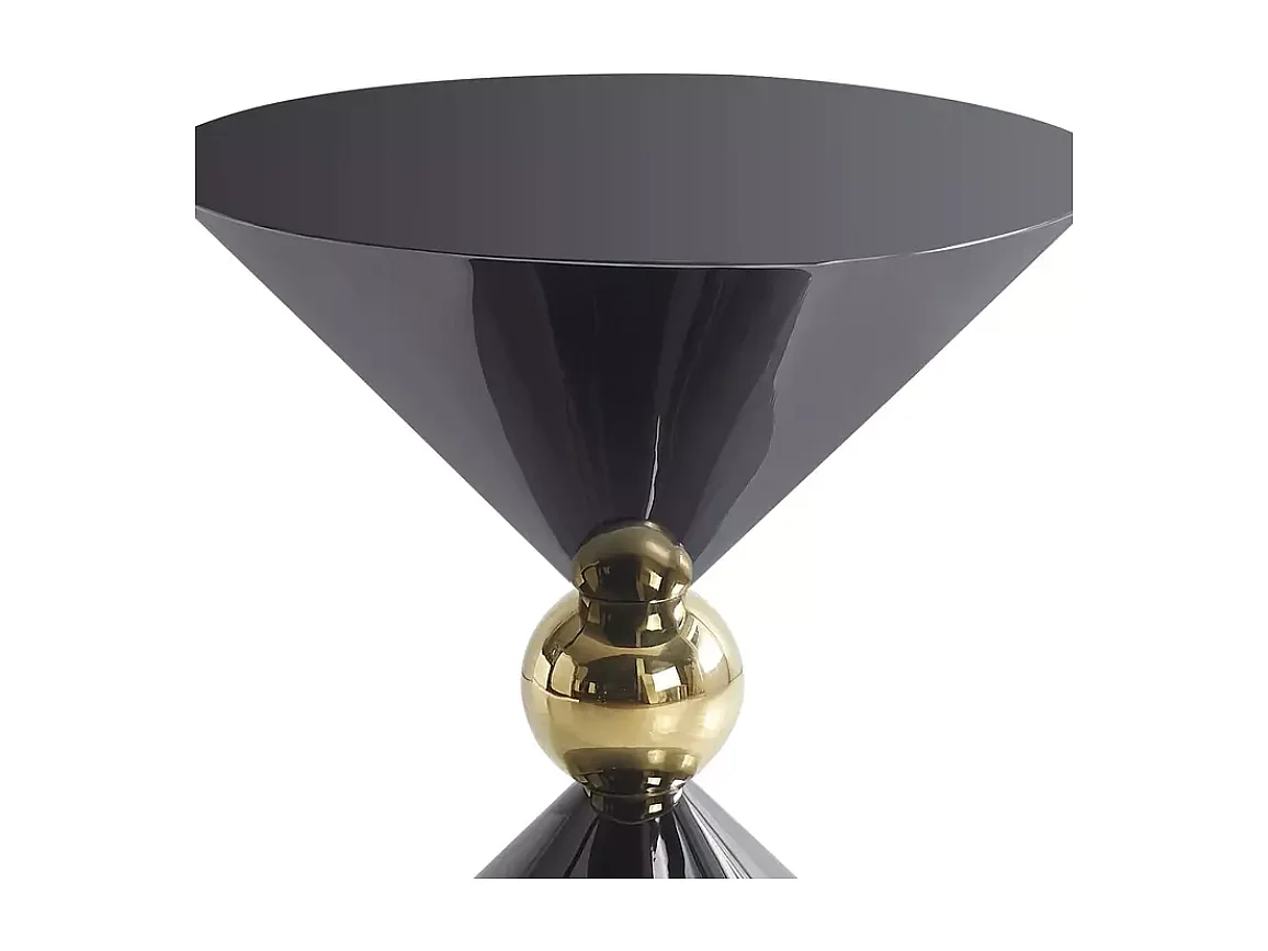 Table d'appoint contemporaine symétrique noir brillant et or style contemporain MIRAGE