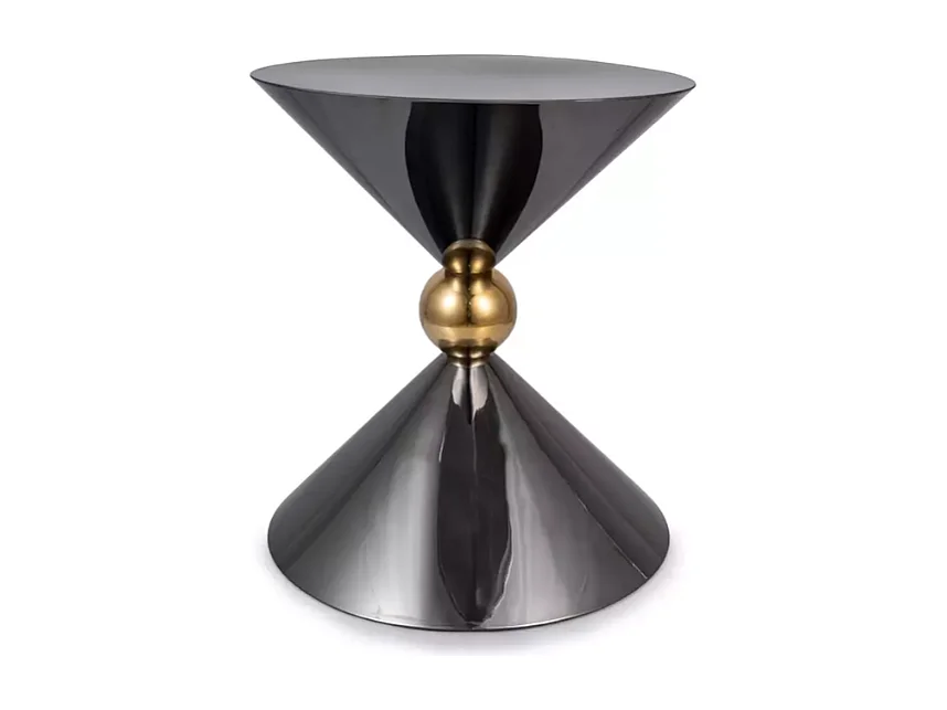 Table d'appoint contemporaine symétrique noir brillant et or style contemporain MIRAGE