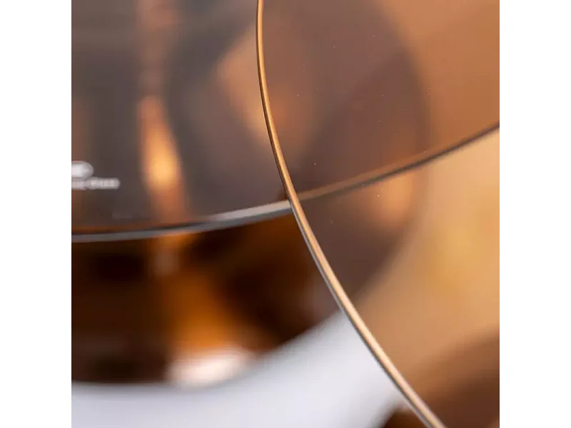 Petite tables d'appoint originales couleur marron et cuivre brillant LIVENTO