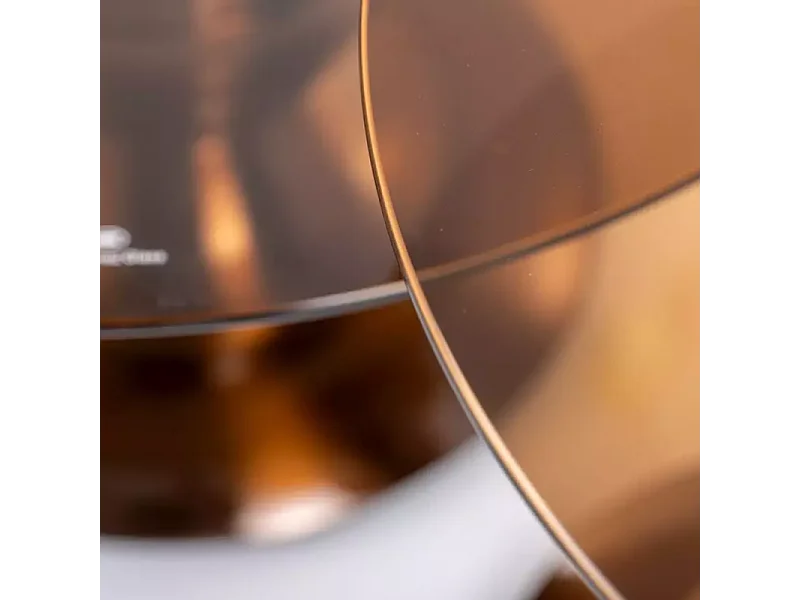 Petite tables d'appoint originales couleur marron et cuivre brillant LIVENTO