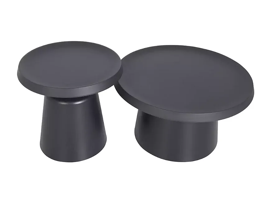 Deux tables basses rondes en métal noir mat design VELLINA