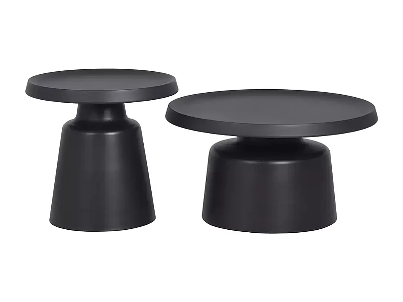 Deux tables basses rondes en métal noir mat design VELLINA