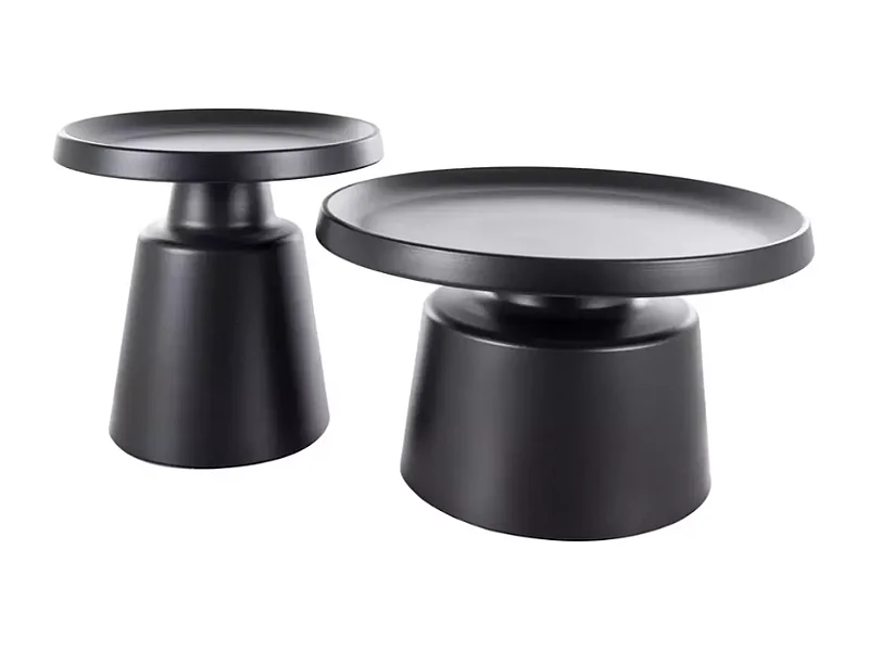 Deux tables basses rondes en métal noir mat design VELLINA