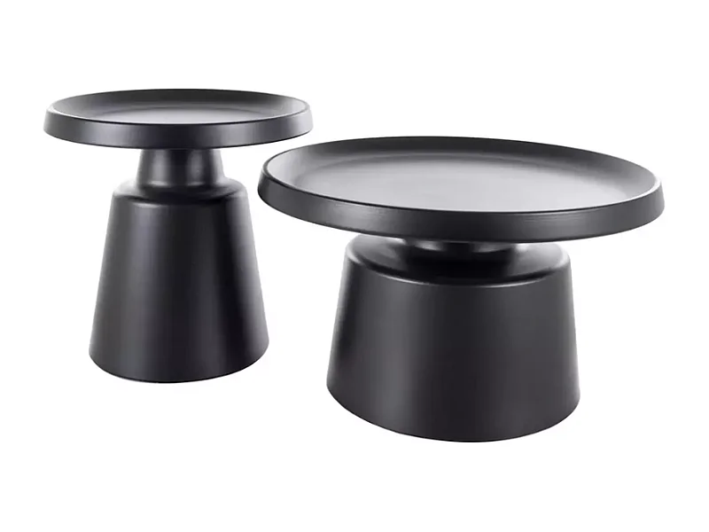 Deux tables basses rondes en métal noir mat design VELLINA