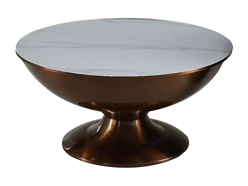 Ensemble de deux petites tables d'appoint métal marbre blanc 38 cm ZELLUNA