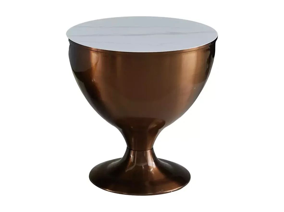 Ensemble de deux petites tables d'appoint métal marbre blanc 38 cm ZELLUNA