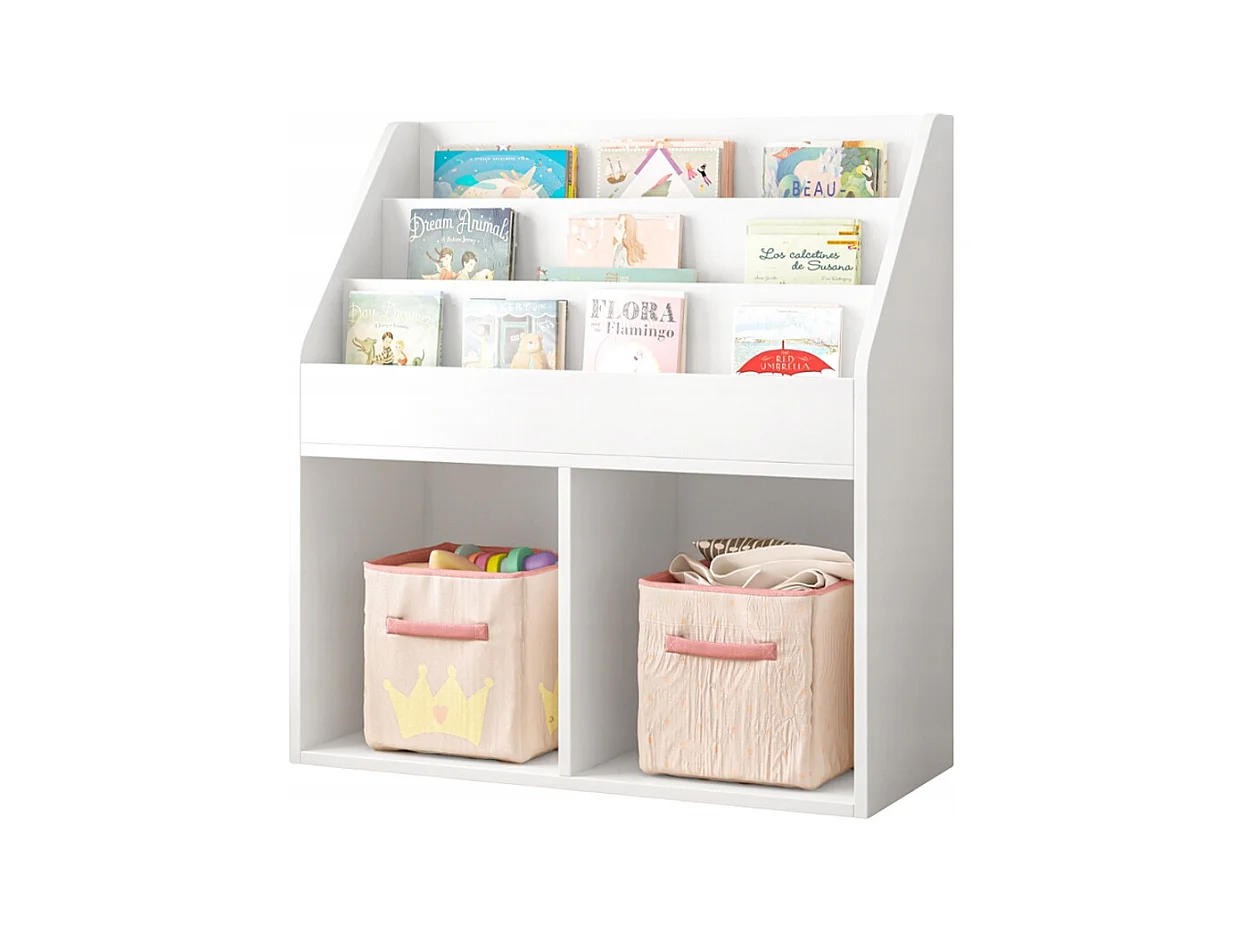 ÉTAGÈRE À LIVRES ET JOURNAUX POUR ENFANTS ARMOIRE À JOUETS BIBLIOTHÈQUE SUR PIED 80 CM