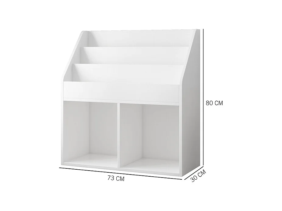 ÉTAGÈRE À LIVRES ET JOURNAUX POUR ENFANTS ARMOIRE À JOUETS BIBLIOTHÈQUE SUR PIED 80 CM