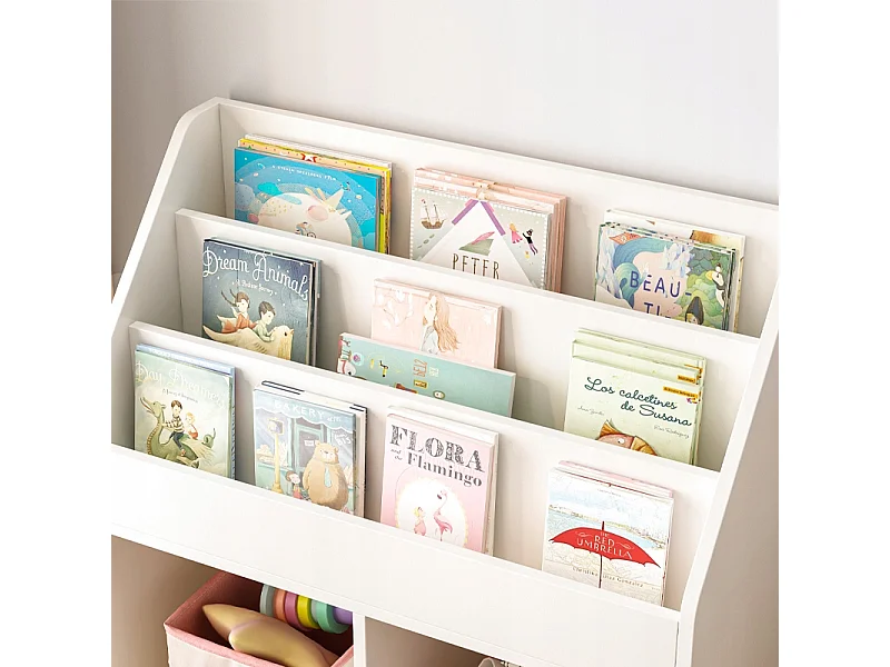 Regał na książki gazety dla dzieci szafka zabawki stojąca biblioteczka 80cm