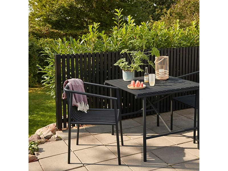 Table de jardin carrée 90x90cm en métal noir RAMIRO