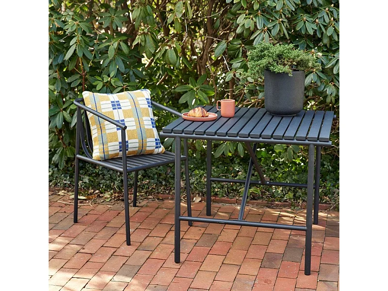 Table de jardin carrée 90x90cm en métal noir RAMIRO