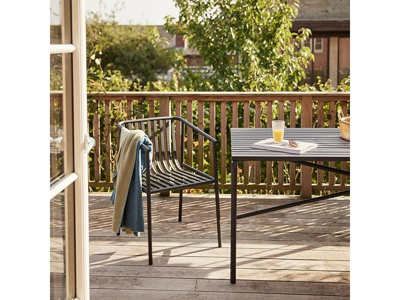 Table de jardin moderne en métal noir 191x92cm RAMIRO