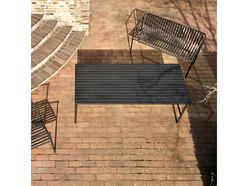 Table de jardin moderne en métal noir 191x92cm RAMIRO