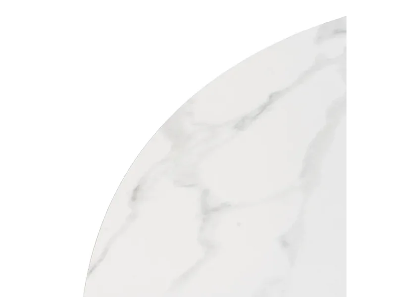 Table à manger ronde blanche 120 cm avec pied central conique effet bois HAVANE