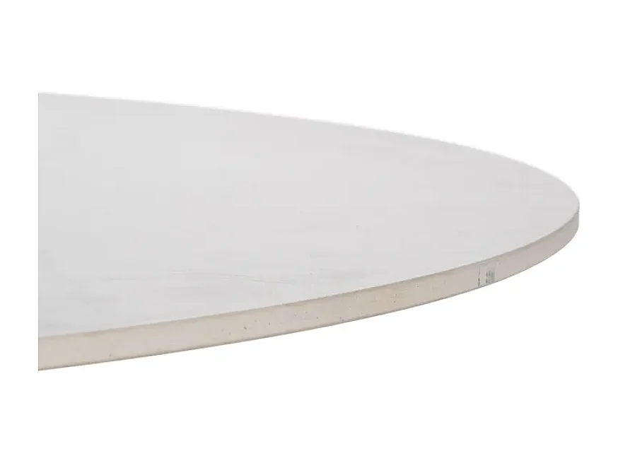 Table à manger ronde blanche 120 cm avec pied central conique effet bois HAVANE