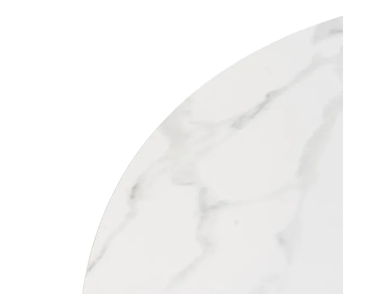 Table à manger ronde blanche 120 cm avec pied central conique effet bois HAVANE