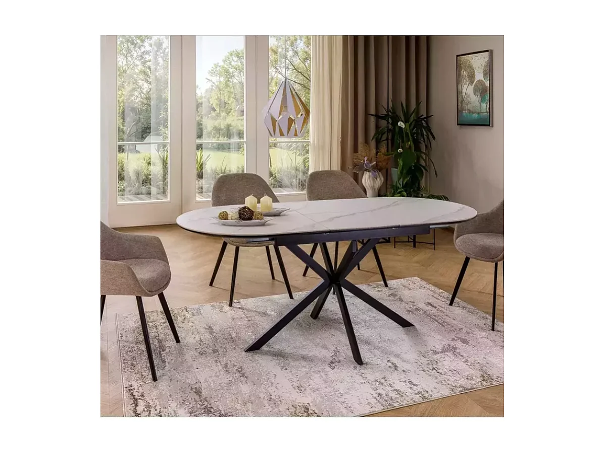 Table repas extensible 8 personnes céramique blanche design BOREALIZ2