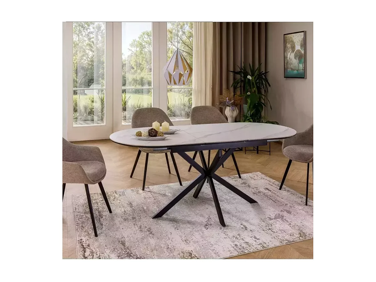 Table repas extensible 8 personnes céramique blanche design BOREALIZ2