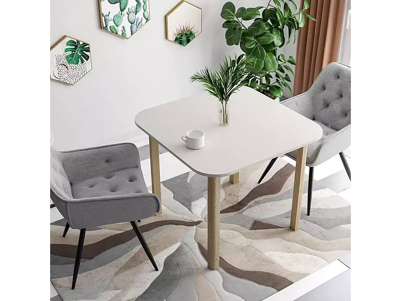 Table carrée extensible cachemire et chêne clair 6 personnes LORENZAZ4