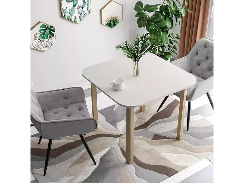 Table carrée extensible cachemire et chêne clair 6 personnes LORENZAZ4