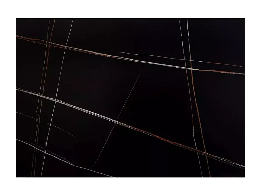 Table DELLA extensible 160 + 80 cm en céramique noir mat, 4 pieds noirs