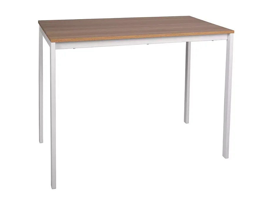 Table rectangulaire avec plateau effet chêne et pieds blancs - AMEL