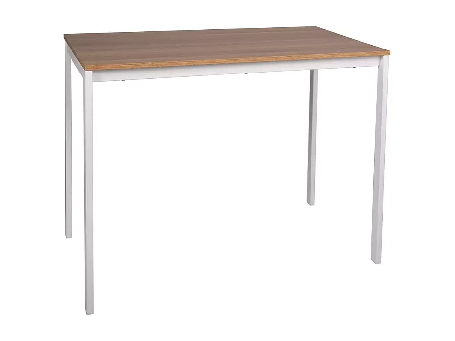 Table rectangulaire avec plateau effet chêne et pieds blancs - AMEL