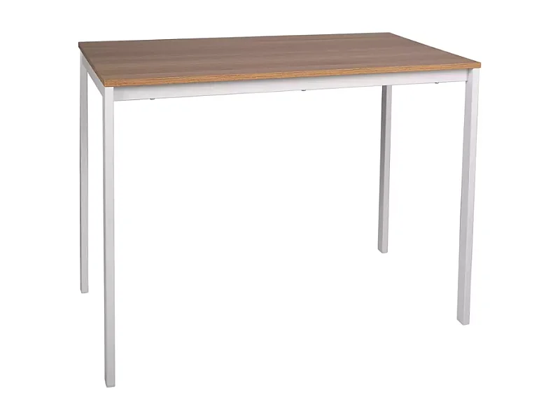 Table rectangulaire avec plateau effet chêne et pieds blancs - AMEL