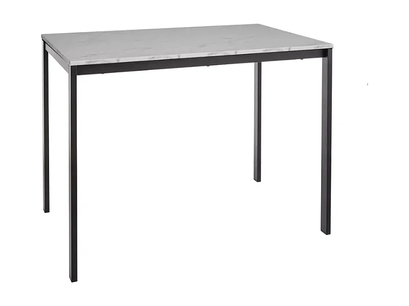 Table rectangulaire avec plateau effet marbre blanc et pieds noirs - AMEL