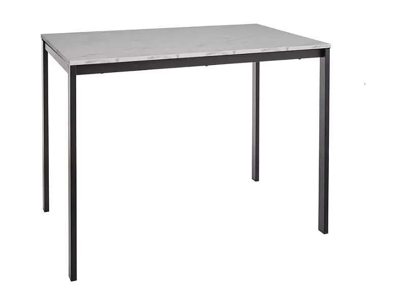 Table rectangulaire avec plateau effet marbre blanc et pieds noirs - AMEL