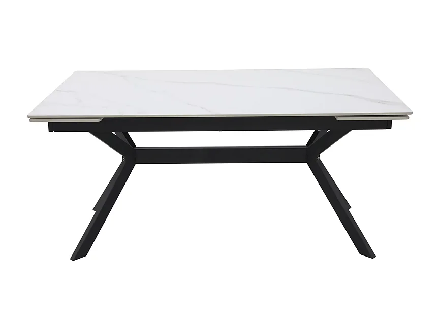 Table extensible 180 + 60 cm en céramique blanc mat - PRIMAVERA