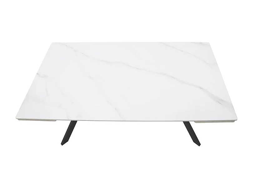 Table extensible 180 + 60 cm en céramique blanc mat - PRIMAVERA