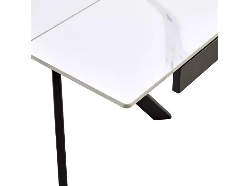 Table extensible 180 + 60 cm en céramique blanc mat - PRIMAVERA