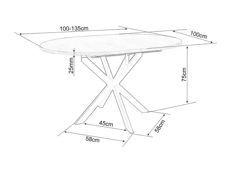 Table repas extensible céramique blanche 6 pers pied noir BOREALIZ1