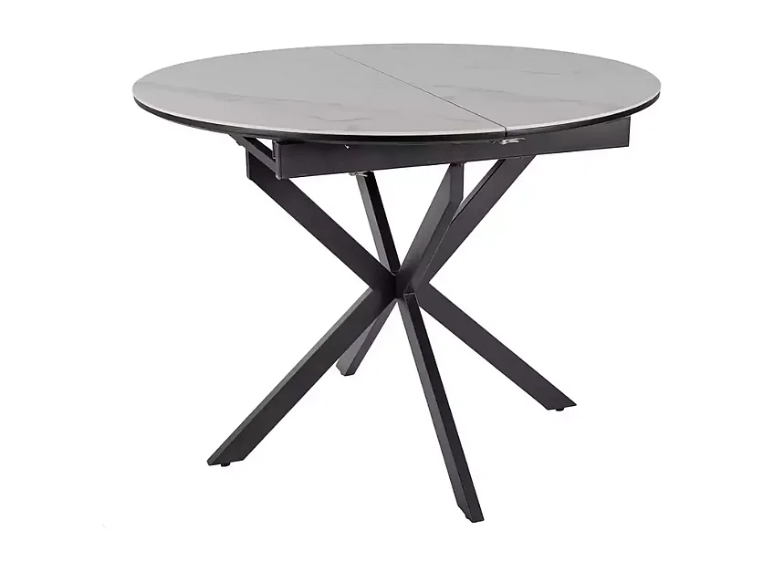 Table repas extensible céramique blanche 6 pers pied noir BOREALIZ1
