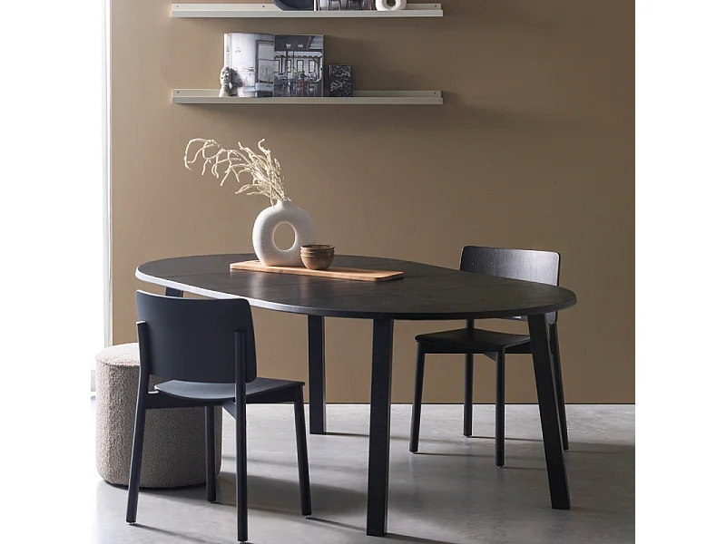 Table à manger ronde extensible en bois de chêne STARI