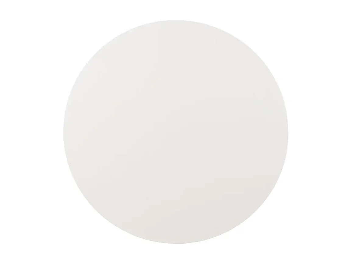 Table ronde blanche et piétement bois naturel croisé pour un petit coin repas lumineux DUNE