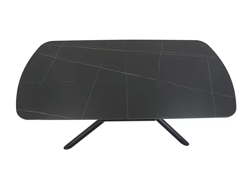 Table scandinave extensible 160 + 40 cm en céramique noir mat et métal - ROTOR 2